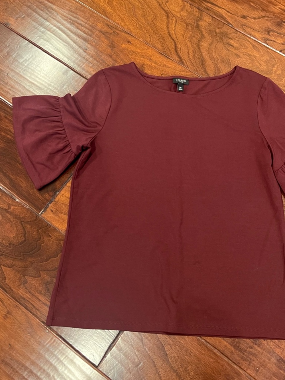 Talbots Burgundy Ruffle Sleeve Blouse